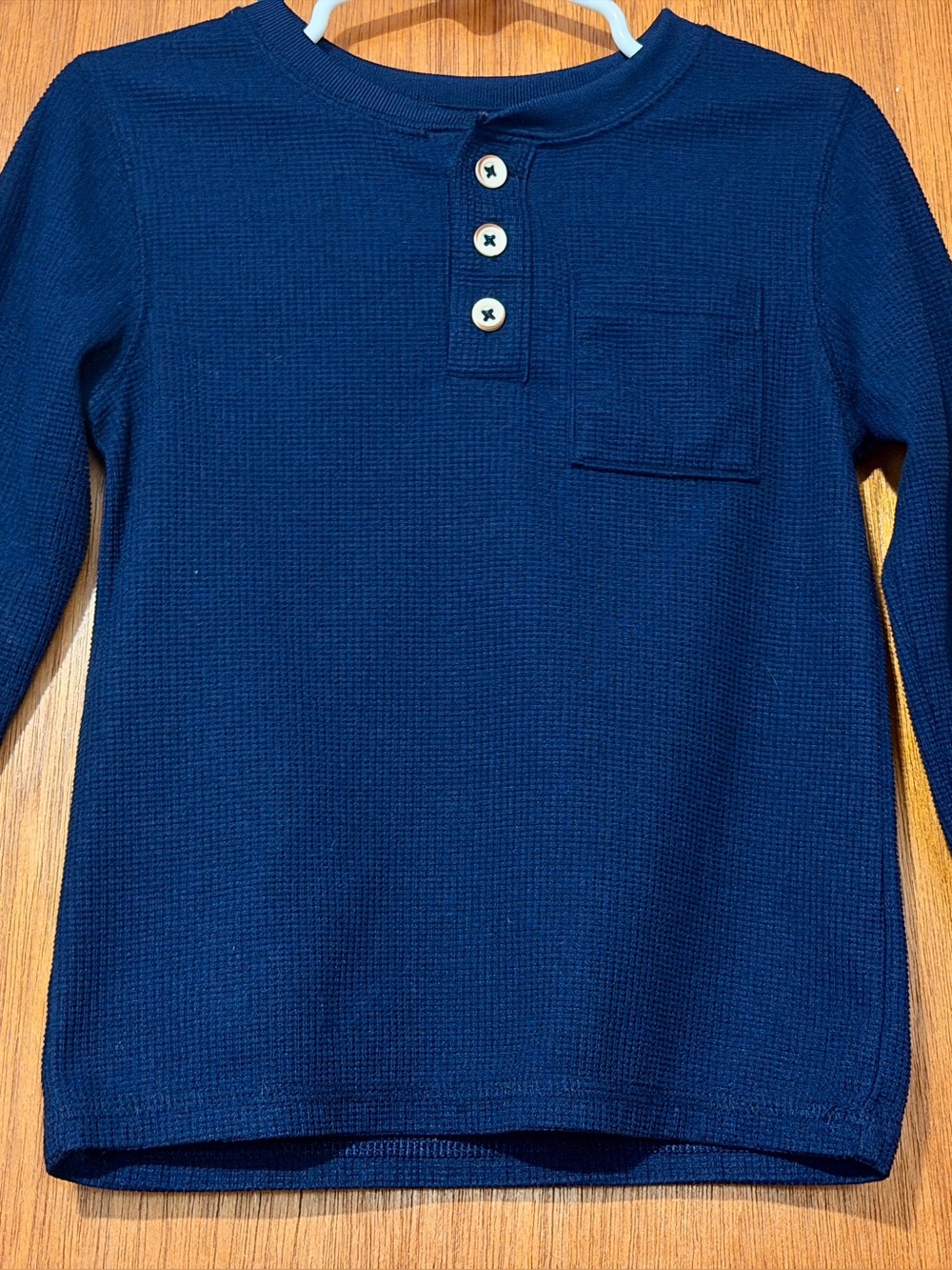 Cat & Jack Toddler Boys Navy Waffle Knit Henley Shirt Size 3T